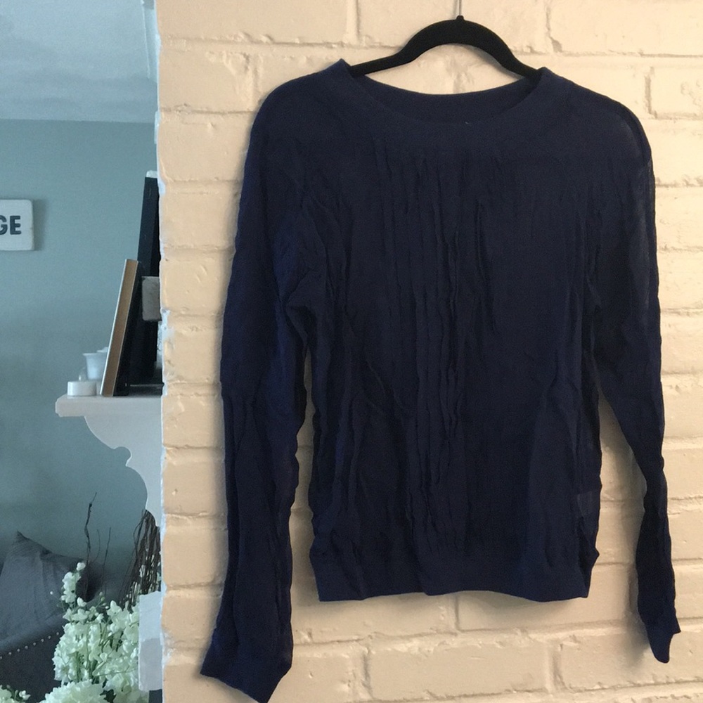 One Fine Day | Anthropologie Blue Sheer Blouse - Picture 3 of 5